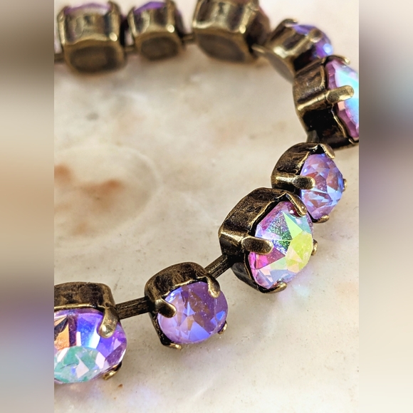 Swarovski Crystal Tanzanite Sparkles & Purple AB Tennis Classic Brass Bracelet - Picture 5 of 7